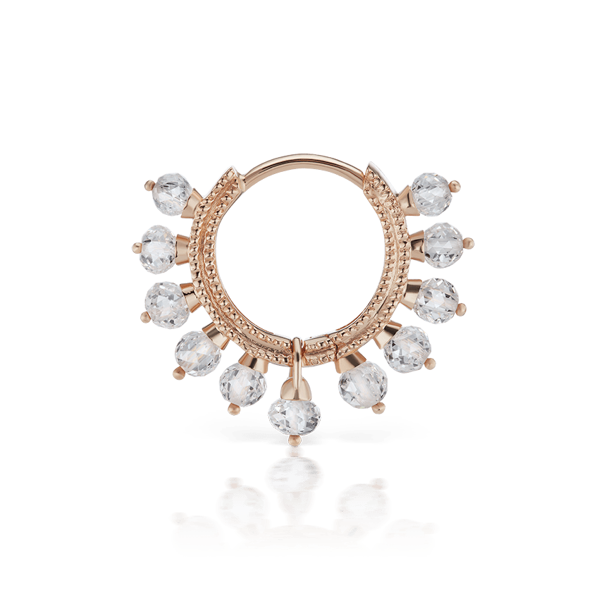 Diamond Coronet Hoop Earring Rose Gold 8mm