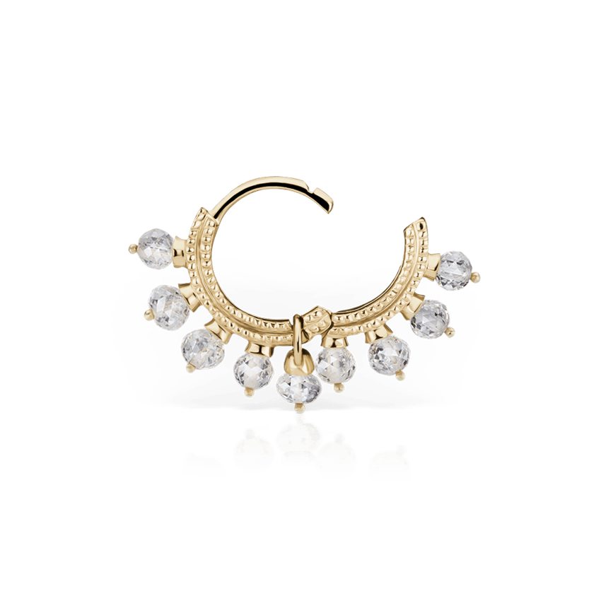 Diamond Coronet Hoop Earring Yellow Gold 6.5mm