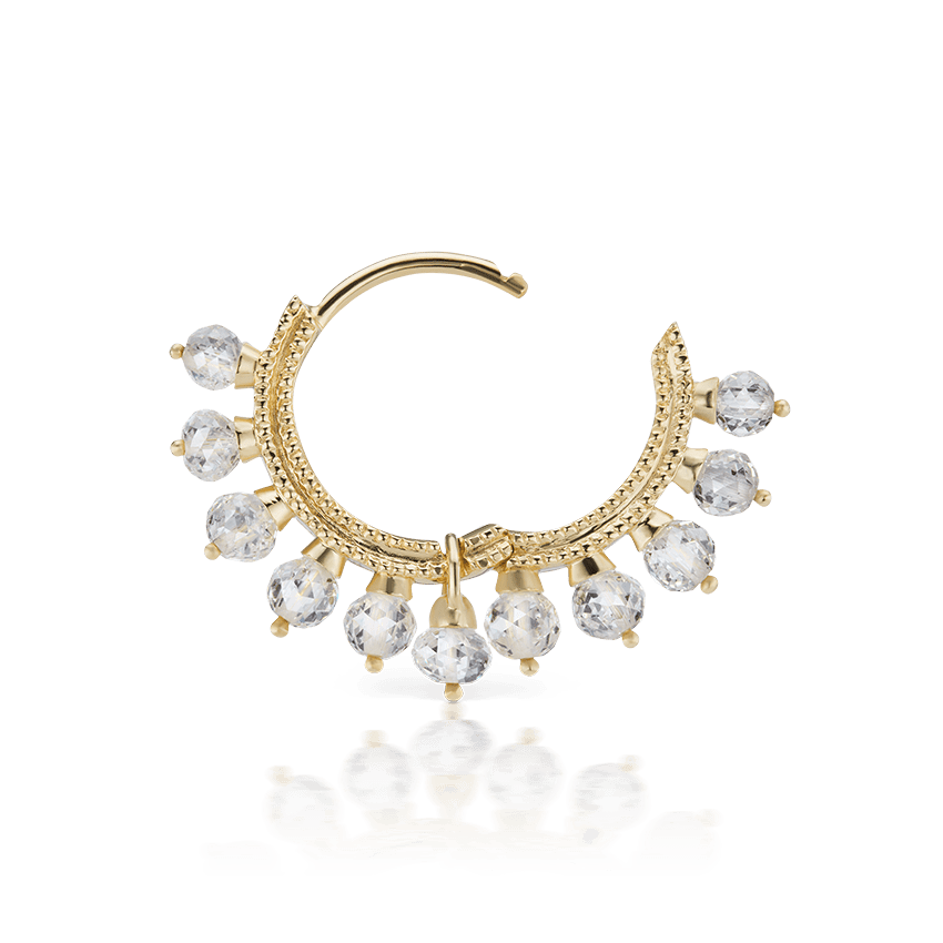 Diamond Coronet Hoop Earring Yellow Gold 8mm