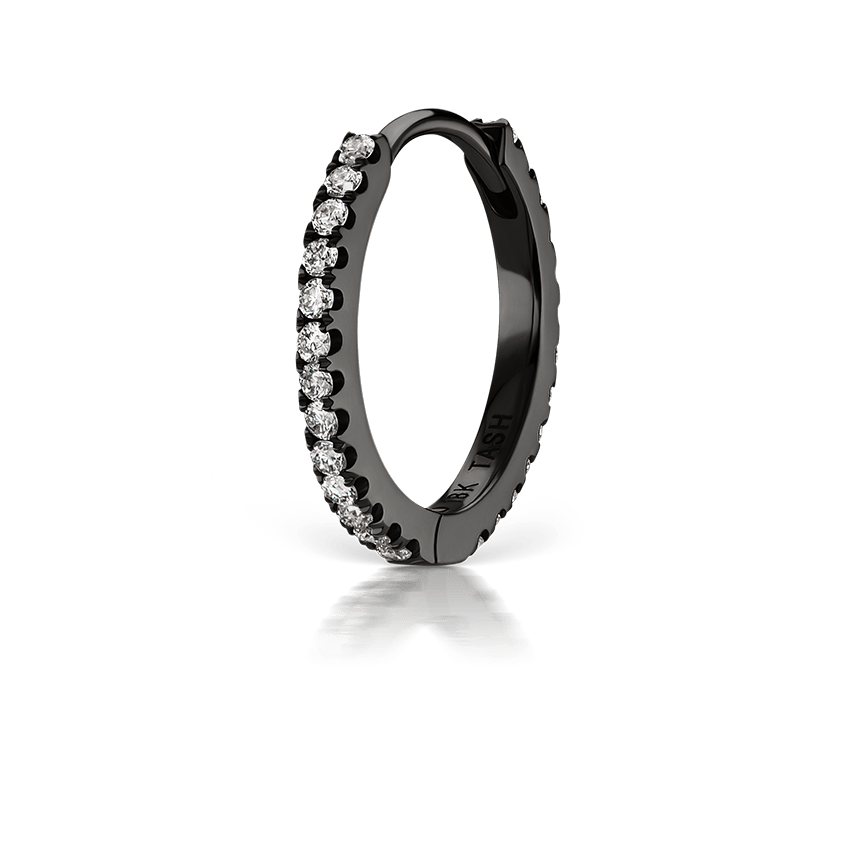 Diamond Eternity Hoop Earring Black Gold 9.5mm