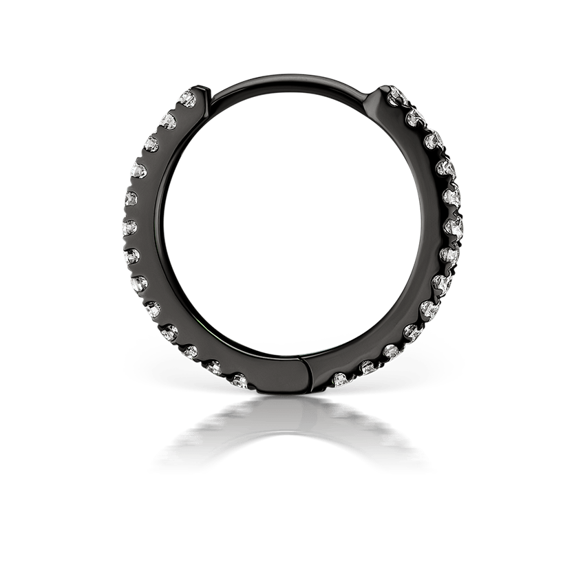Diamond Eternity Hoop Earring Black Gold 9.5mm