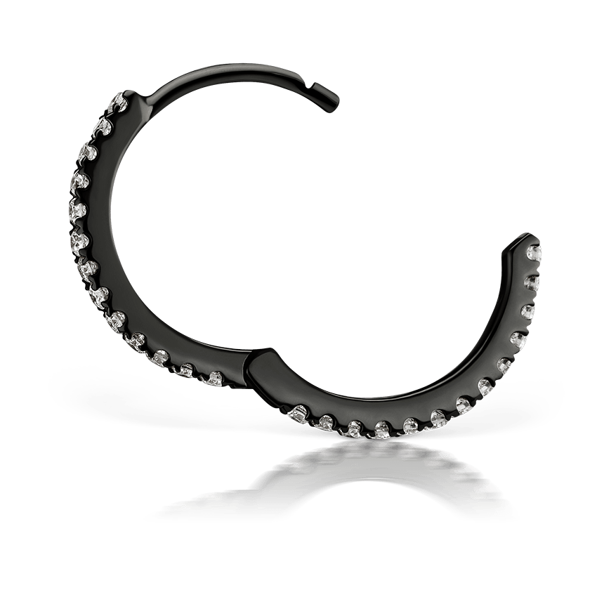 Diamond Eternity Hoop Earring Black Gold 9.5mm
