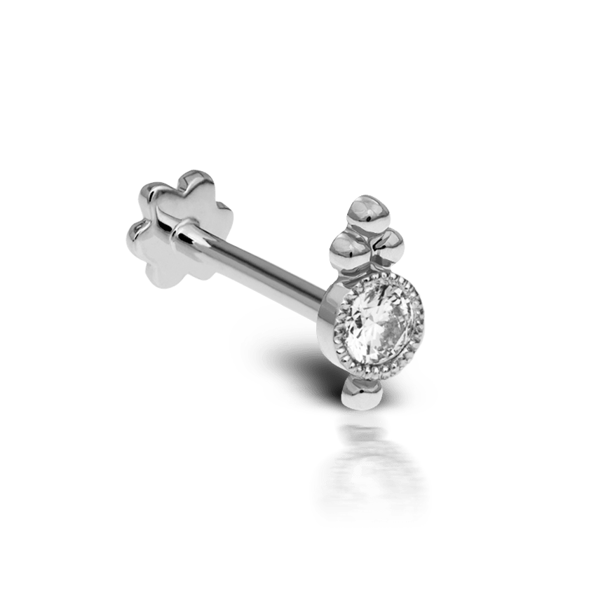Diamond Four Ball Trinity Threaded Stud Earring White Gold