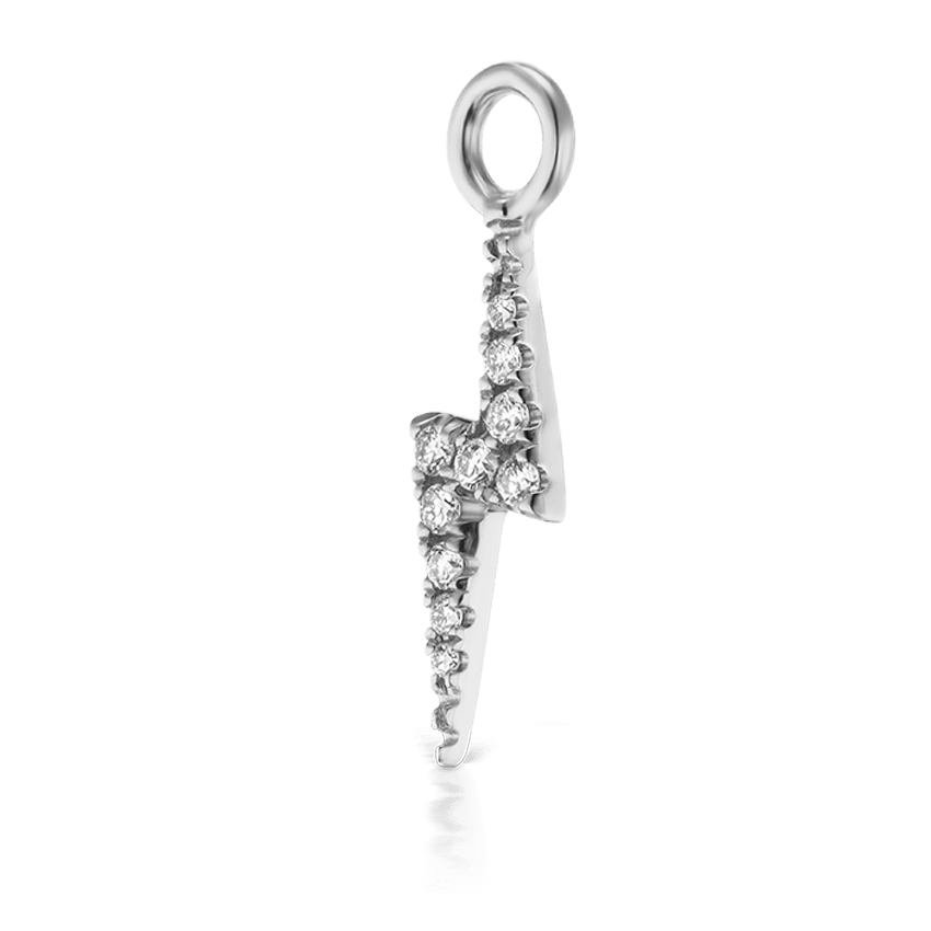 Diamond Lightning Bolt Charm White Gold 11mm MARIA TASH