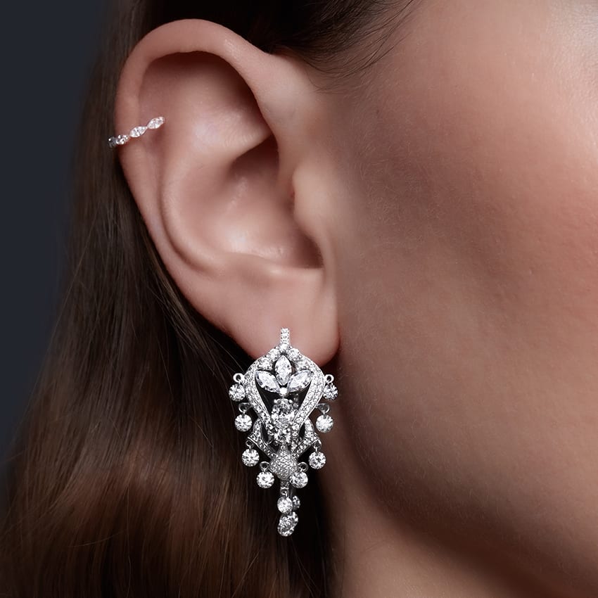 Diamond Lotus Cascade Hoop Rose Gold