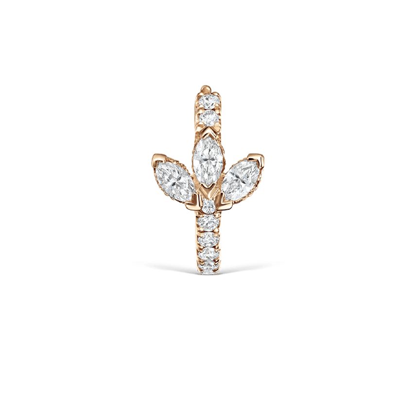 Diamond Lotus Eternity Hoop Earring Rose Gold 8mm