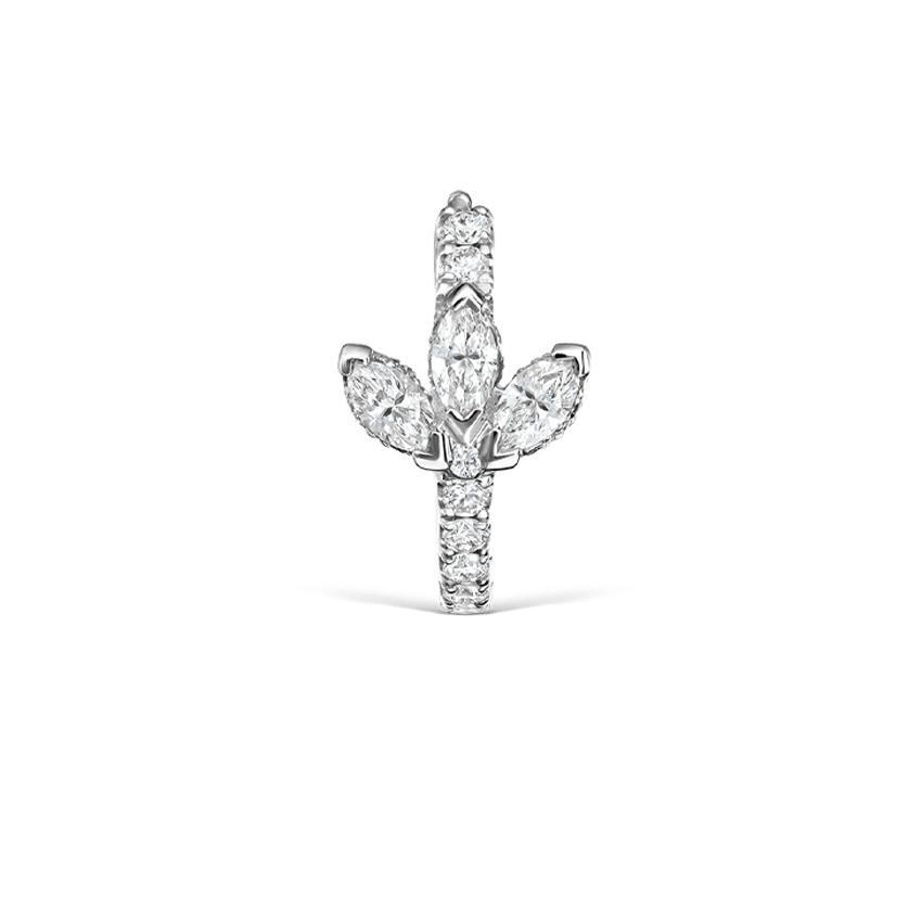 Diamond Lotus Eternity Hoop Earring White Gold 8mm
