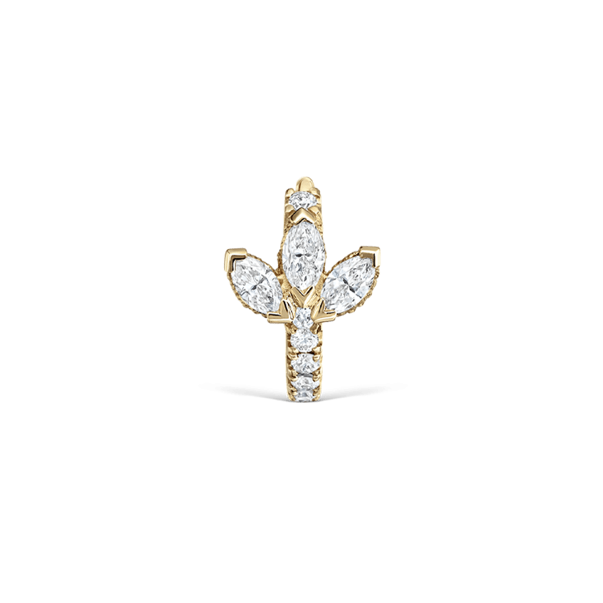 Diamond Lotus Eternity Hoop Earring Yellow Gold 6.5mm