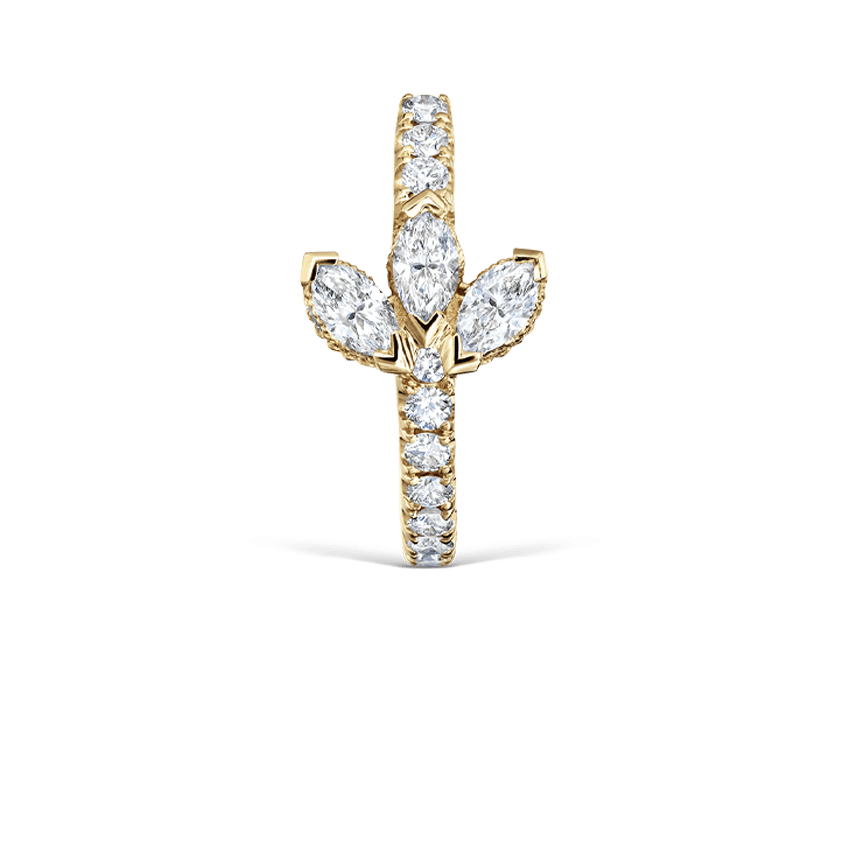 Diamond Lotus Eternity Hoop Earring Yellow Gold 9.5mm