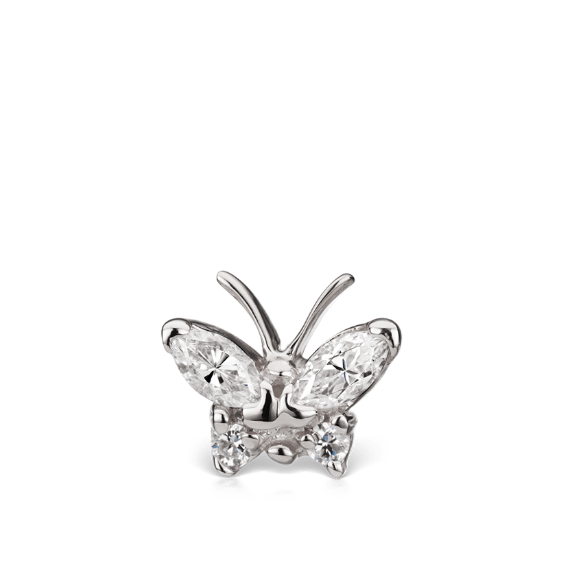 Diamond Marquise Butterfly Threaded Stud Earring White Gold