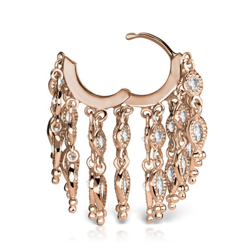 Diamond Tassel Eternity Hoop Earring Rose Gold 6.5mm