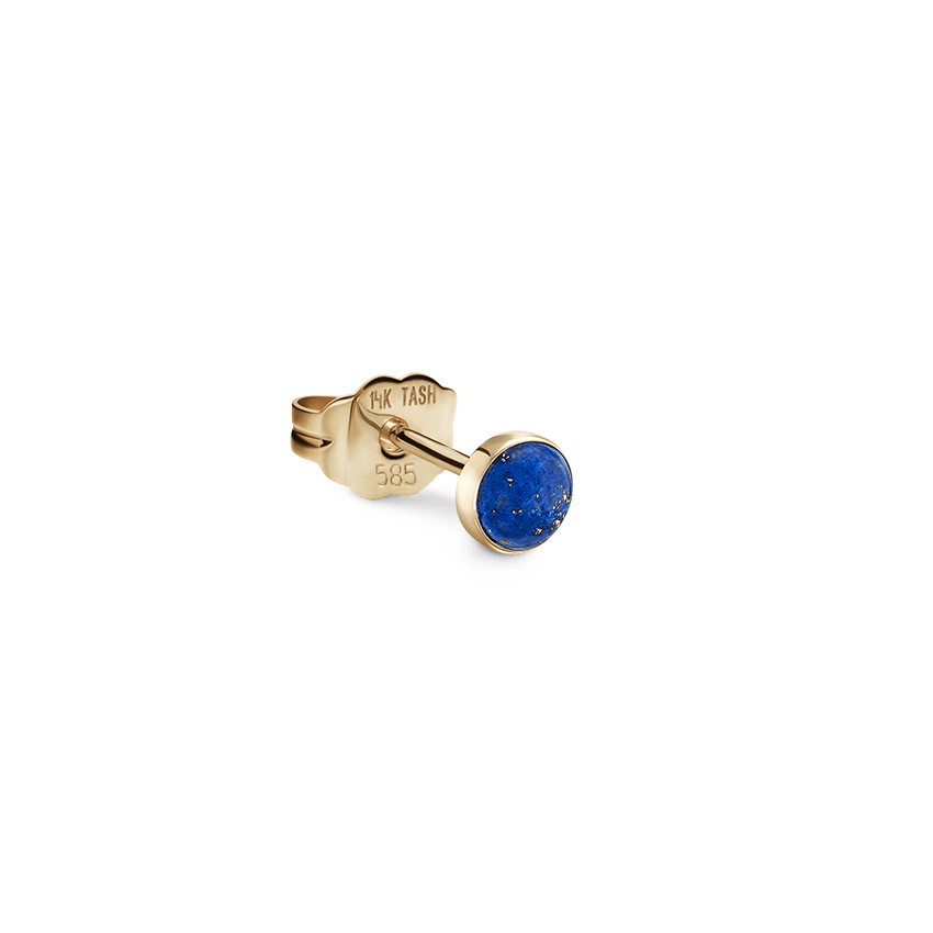 Lapis Stud Earring Yellow Gold 3mm