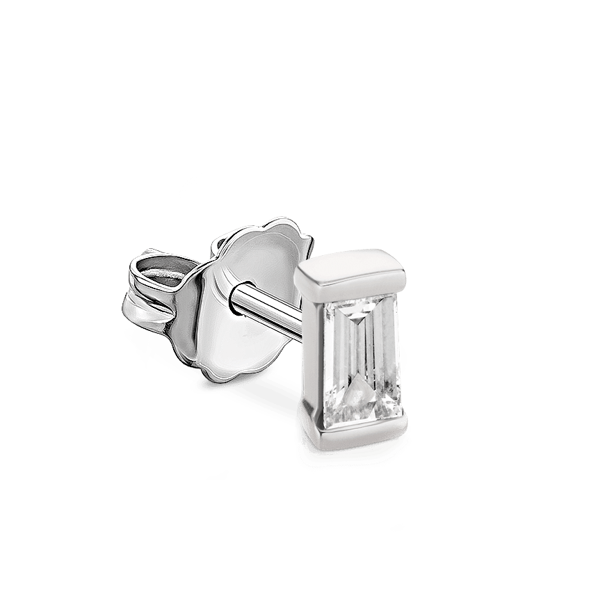 Baguette Diamond Stud Earring White Gold