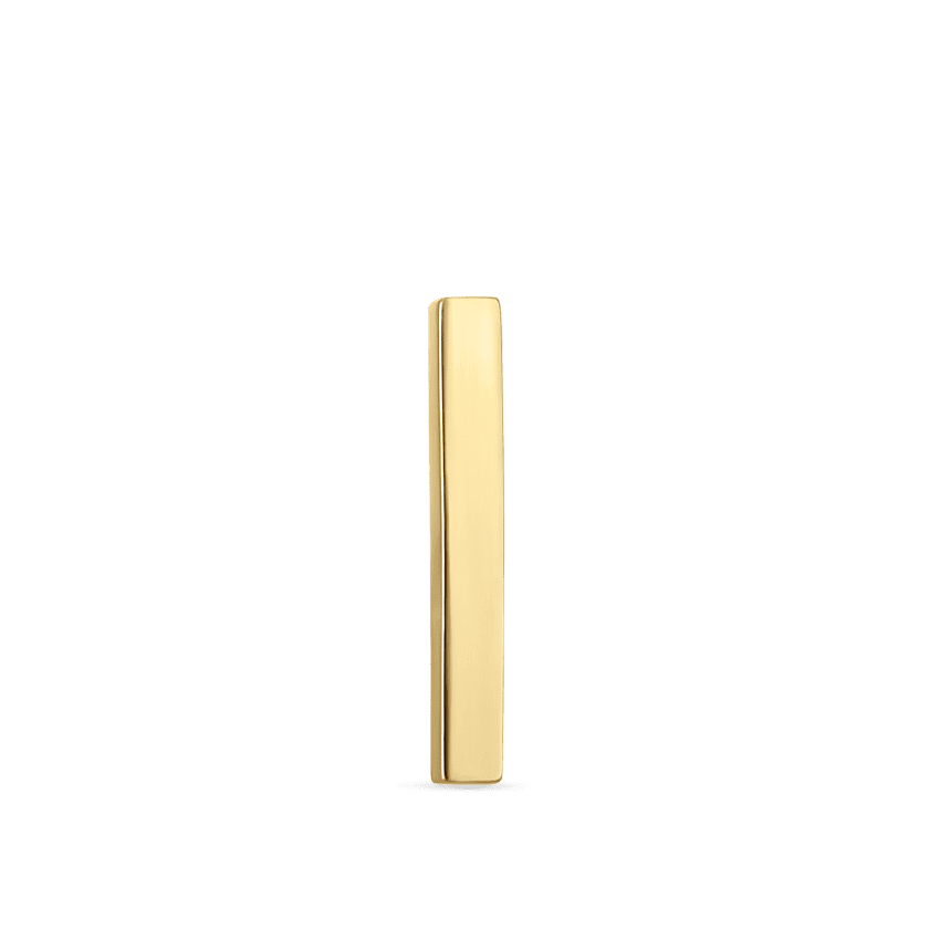 Polished Square Bar Stud Earring Yellow Gold 11mm