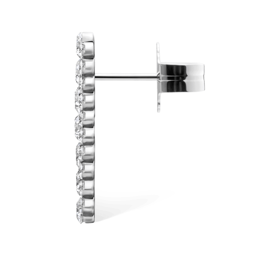 Invisible Set Diamond Apsara Bar Stud Earring White Gold 18mm Left