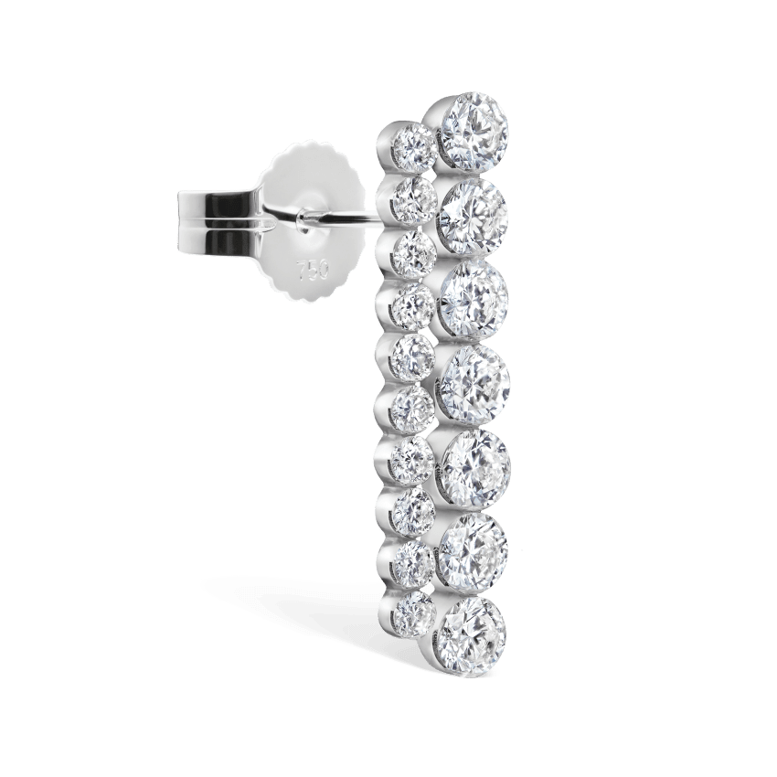 Invisible Set Diamond Apsara Bar Stud Earring White Gold 18mm Left