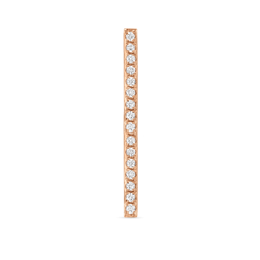 Square Diamond Pavé Bar Stud Earring Rose Gold 18mm