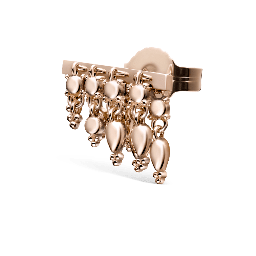 Tassel Bar Stud Earring Rose Gold 11mm Right