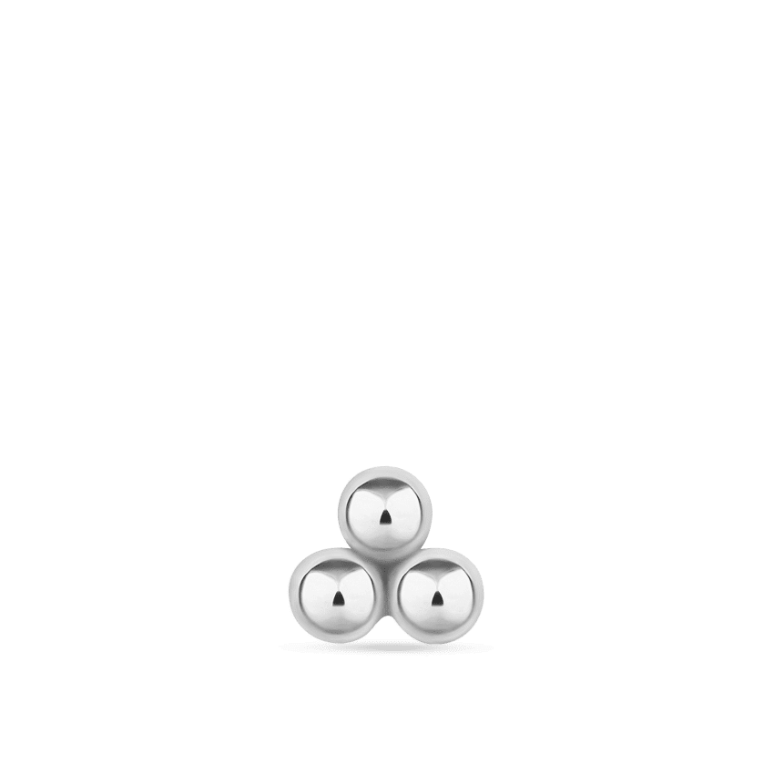 Three Ball Trinity Stud Earring White Gold 3.5mm