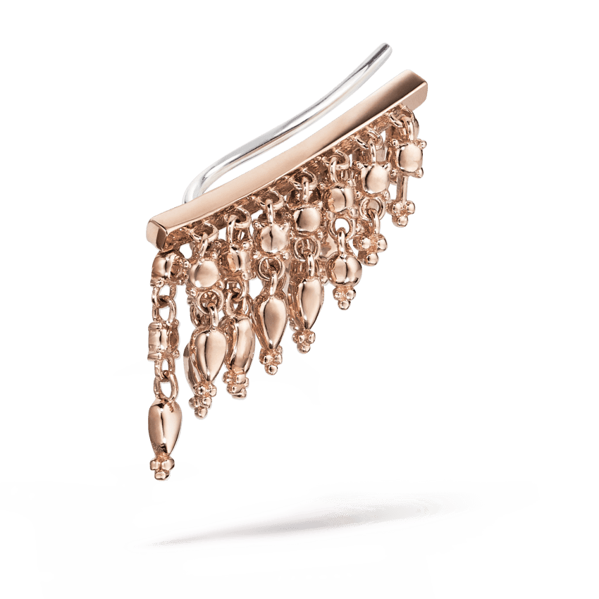 18mm Curved Tassel Bar Ear Climber Rose Gold 18mm Left