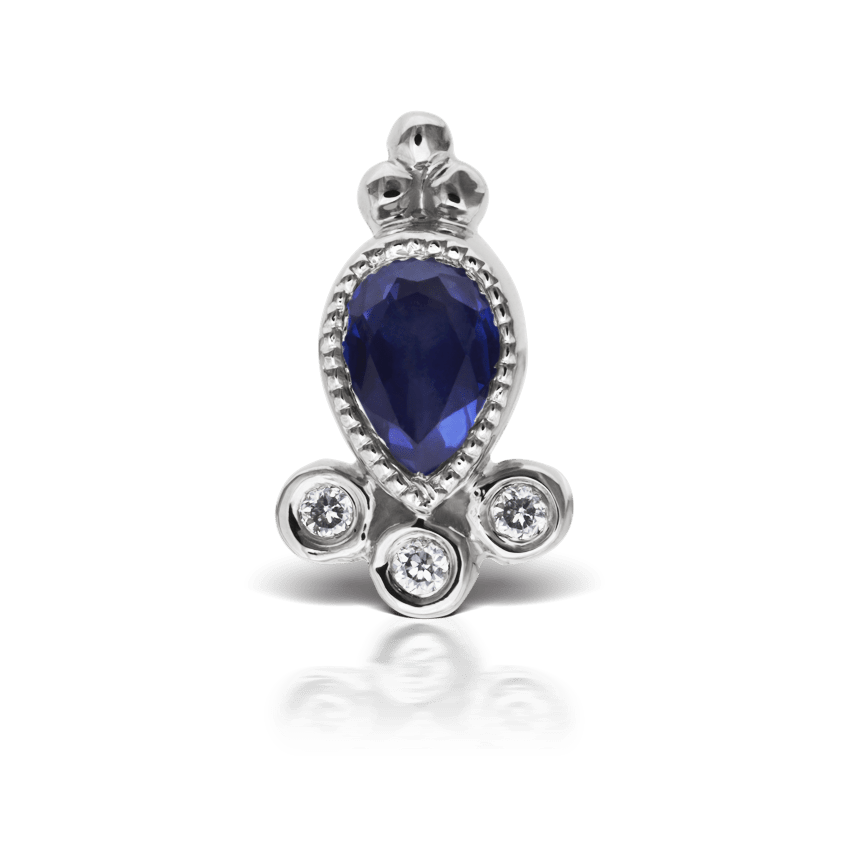 Blue Sapphire and Diamond Delia Stud Earring White Gold 7.5mm