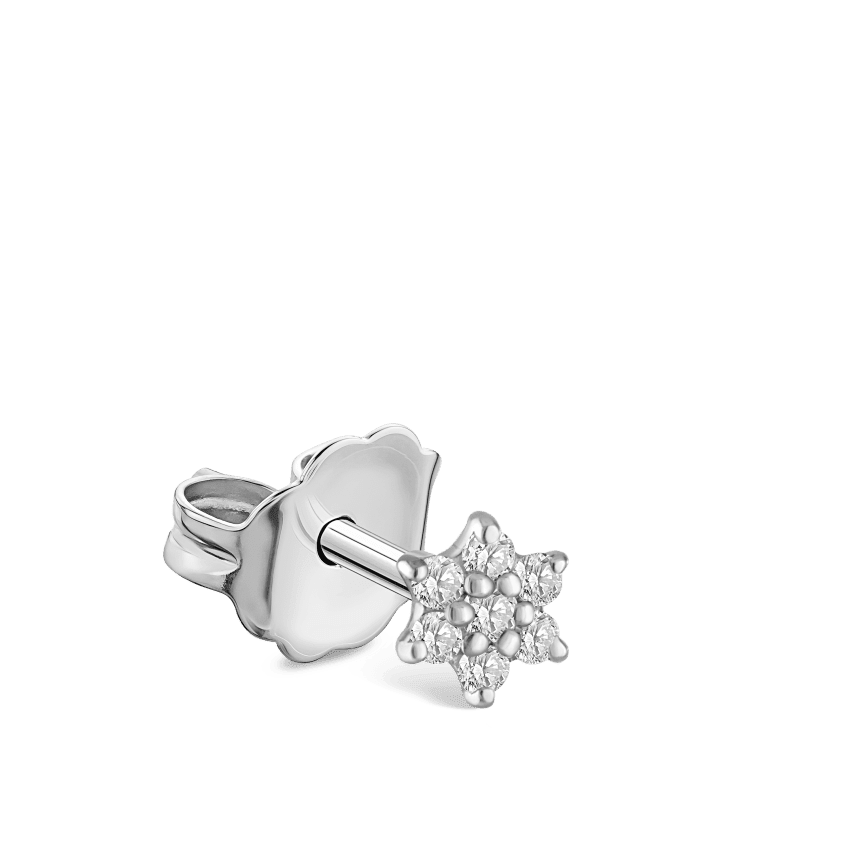 Diamond Flower Stud Earring White Gold 3mm