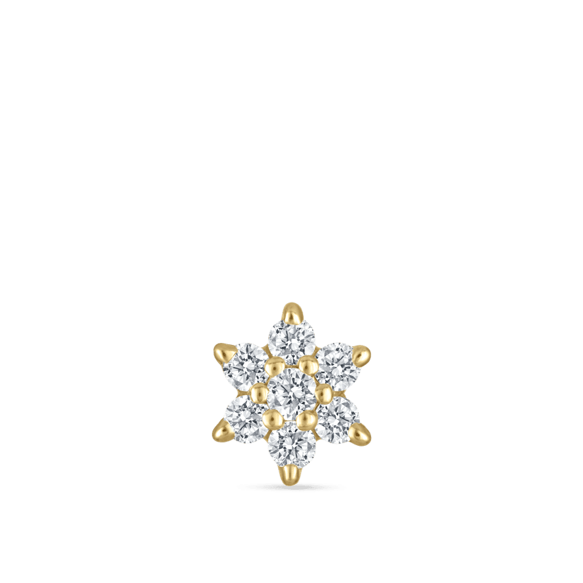 Diamond Flower Stud Earring Yellow Gold 4.5mm
