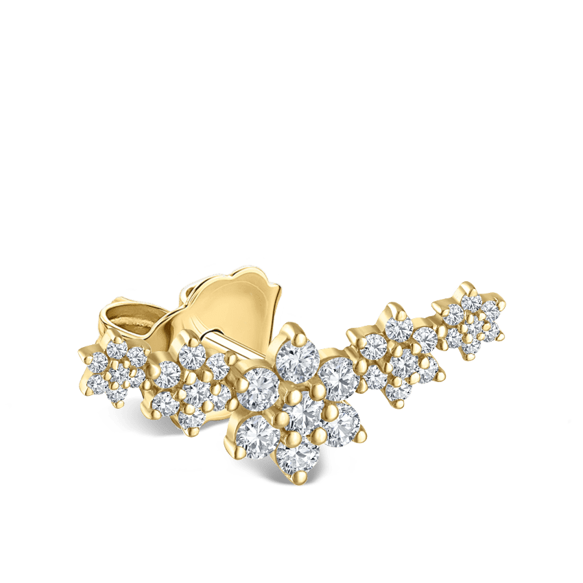 Diamond Five Flower Garland Stud Earring Yellow Gold MARIA TASH