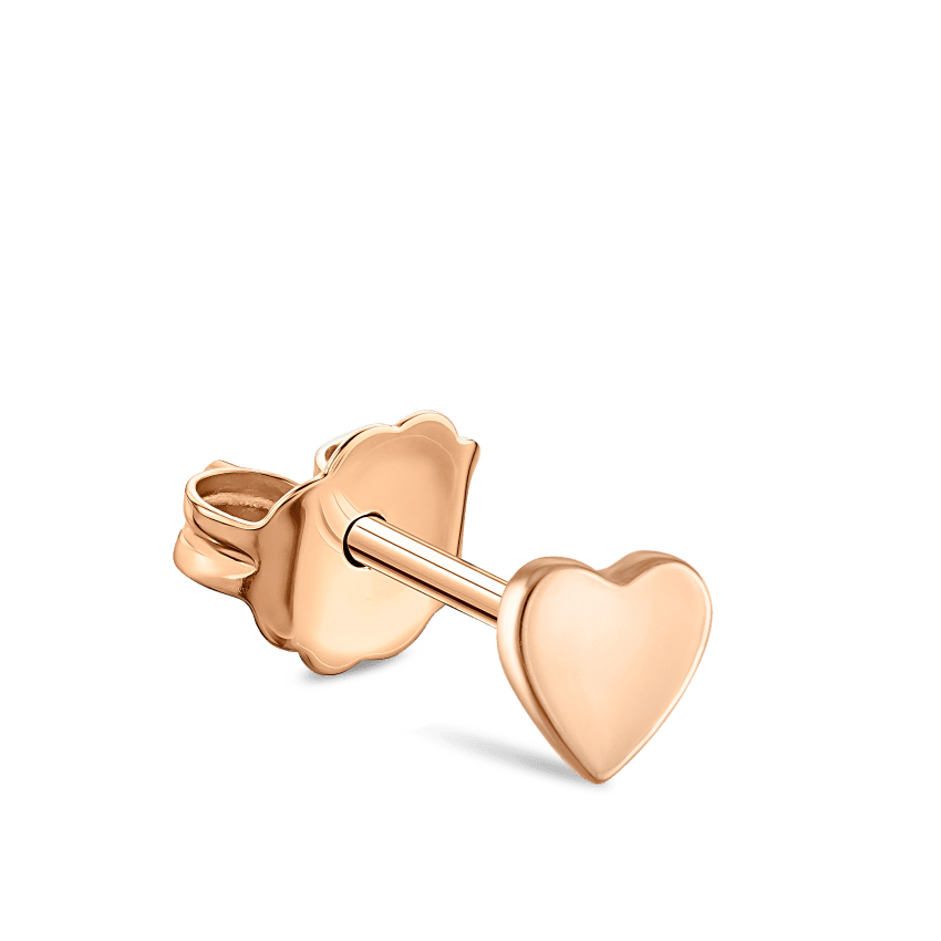 Plain Heart Traditional Stud Earring Rose Gold 3mm