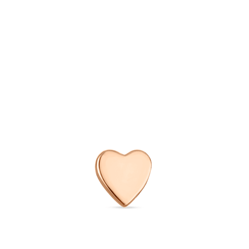 Plain Heart Traditional Stud Earring Rose Gold 3mm