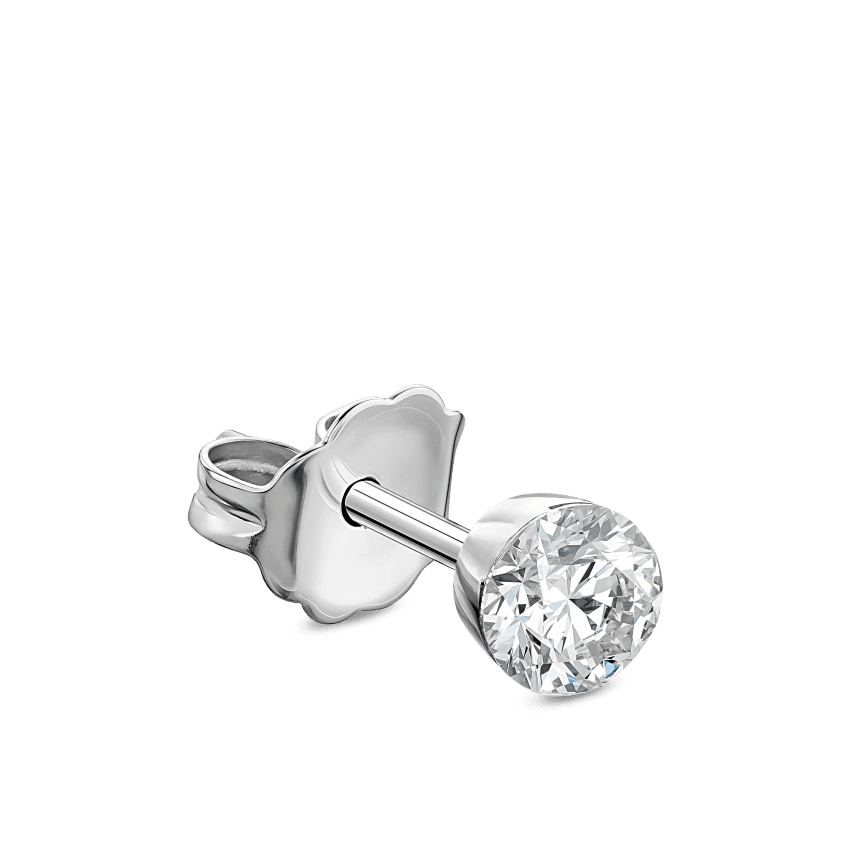 Invisible Set Diamond Stud Earring White Gold 3.5mm