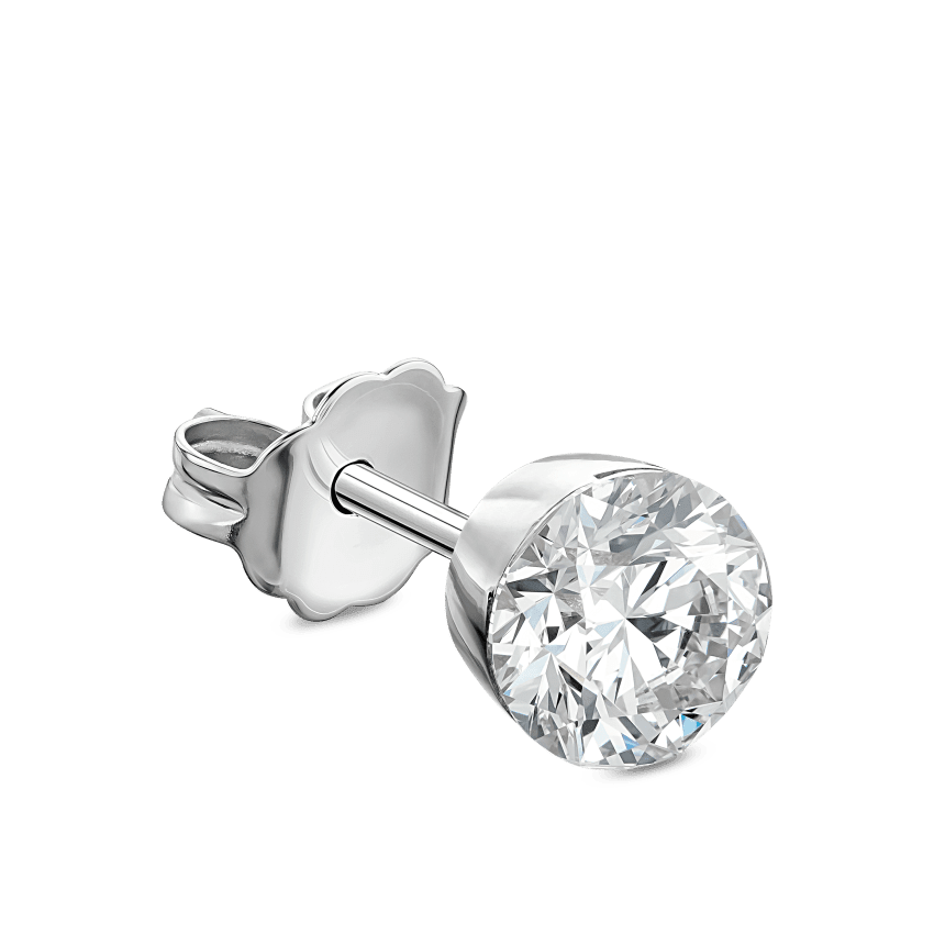 Invisible Set Diamond Stud Earring White Gold 5mm