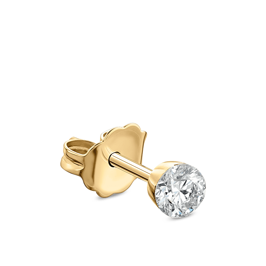 Invisible Set Diamond Stud Earring Yellow Gold 2.5mm