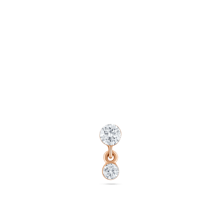Invisible Set Diamond Dangle Stud Earring Rose Gold 2mm / 1.5mm