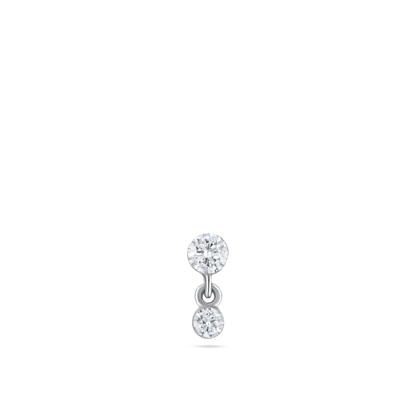 Invisible Set Diamond Dangle Stud Earring White Gold 2mm / 1.5mm
