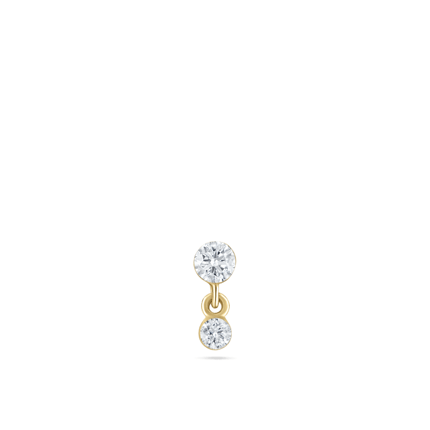 Invisible Set Diamond Dangle Stud Earring Yellow Gold 2mm / 1.5mm