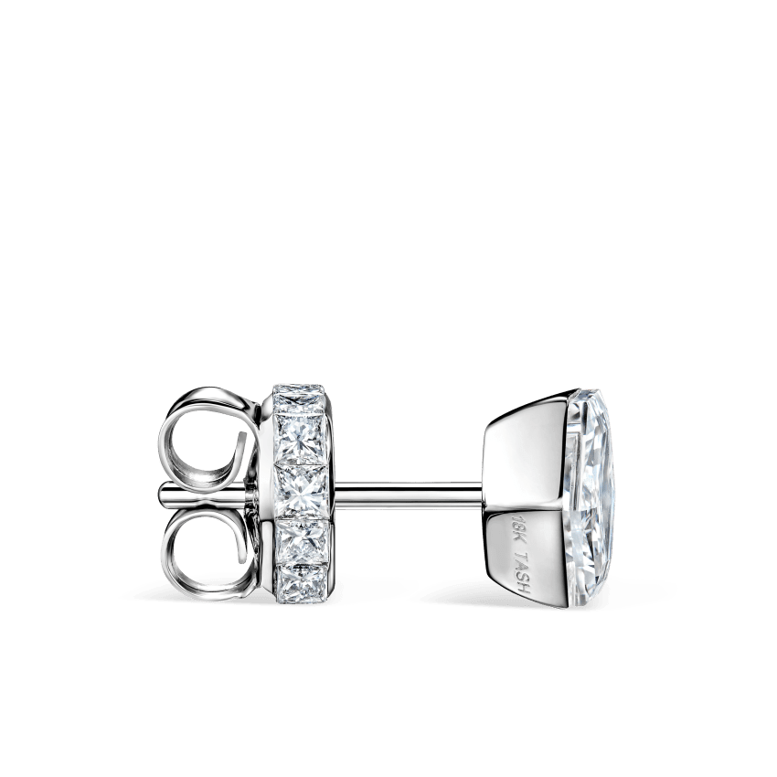 Invisible Set Hexagon Diamond Stud Earring White Gold 6mm