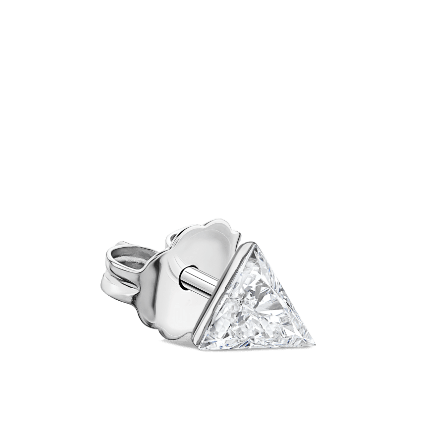 Invisible Set Triangle Diamond Stud Earring White Gold 4mm