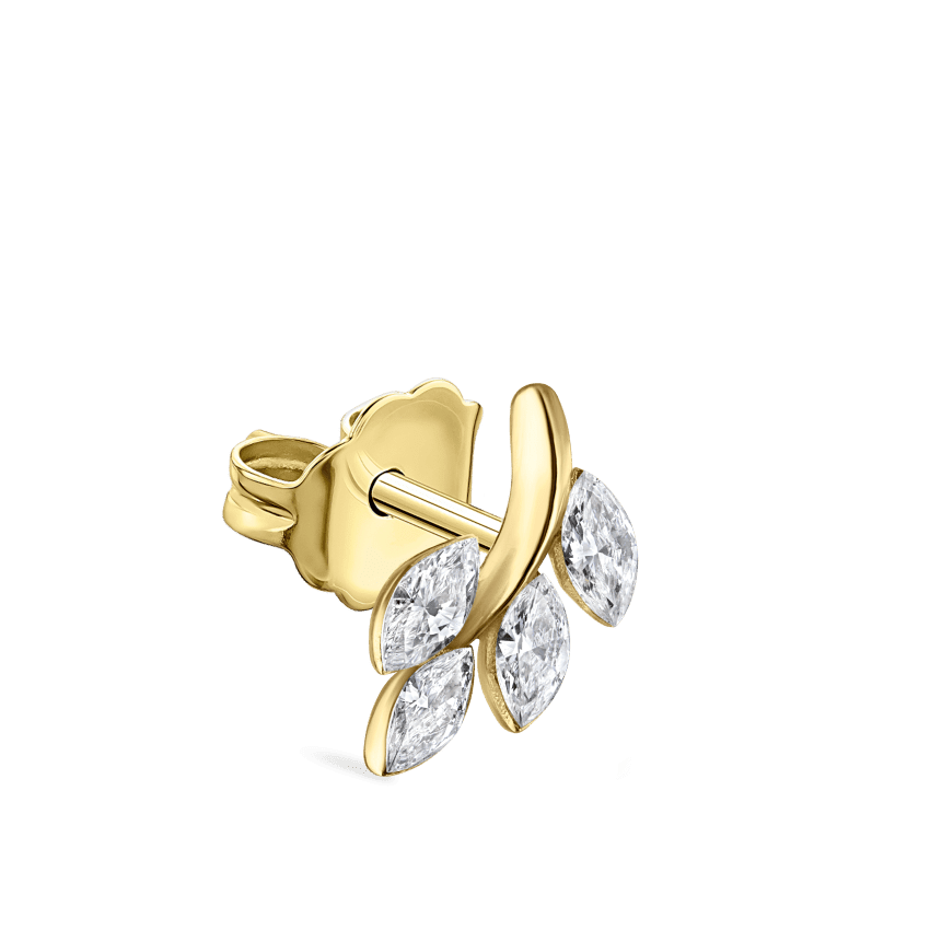 Diamond Vine Stud Earring Yellow Gold 10.5mm A Direction