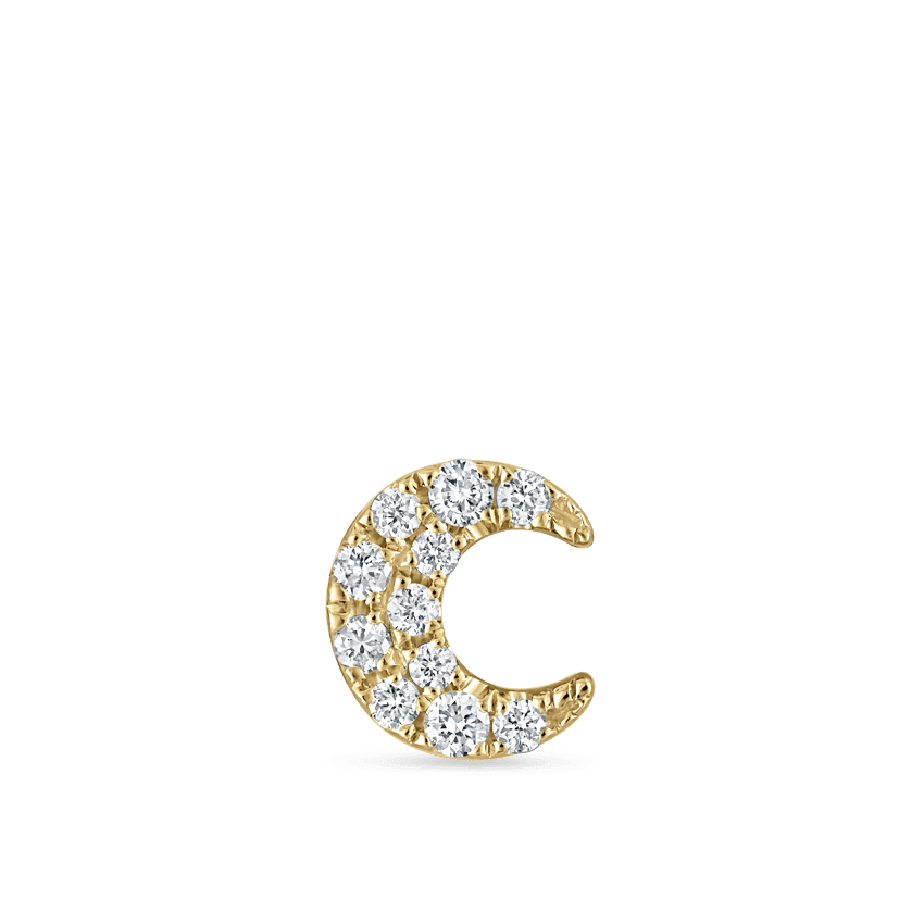 Diamond Moon Stud Earring Yellow Gold 4.5mm