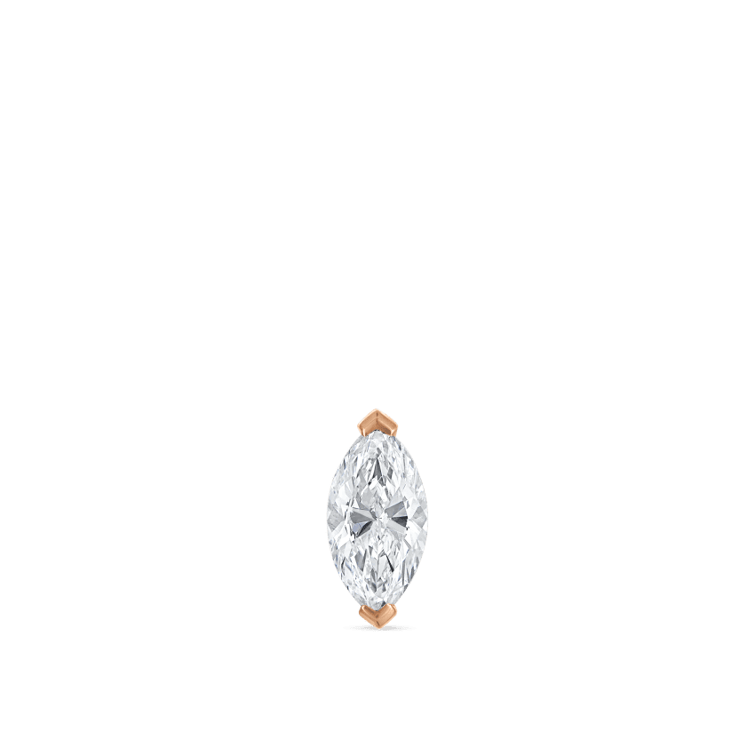 Marquise Diamond Stud Earring Rose Gold 6mm