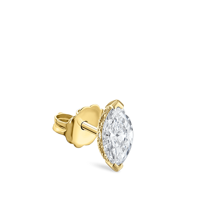 Marquise Diamond Stud Earring Yellow Gold 7mm