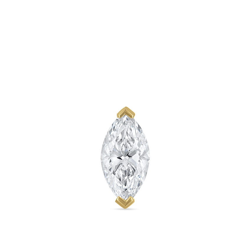 Marquise Diamond Stud Earring Yellow Gold 8mm