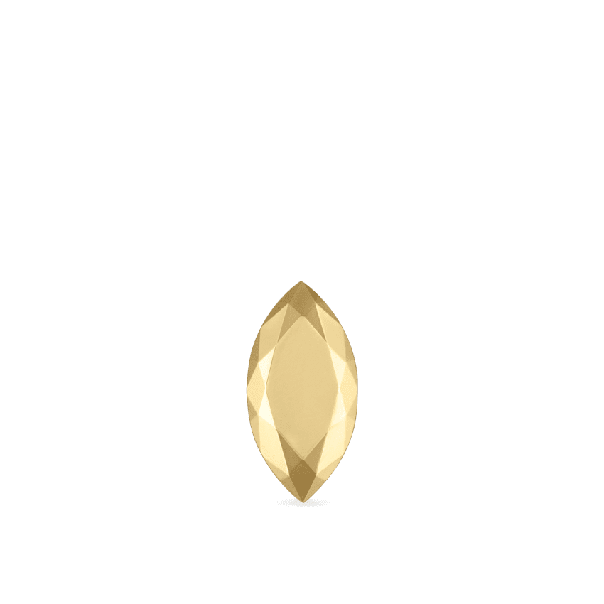 Faceted Gold Marquise Stud Earring Yellow Gold 9mm