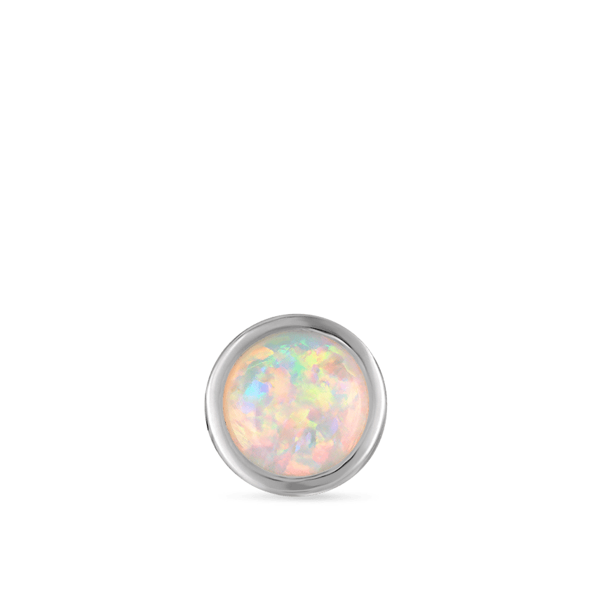 Opal Stud Earring White Gold 4mm