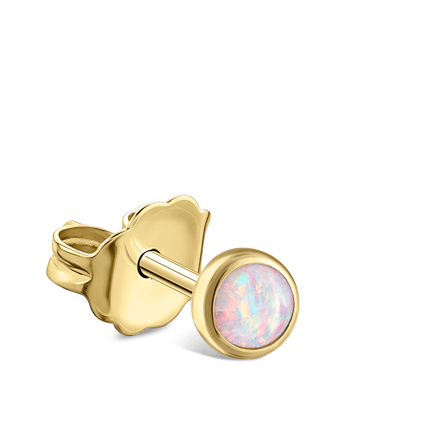Opal Stud Earring Yellow Gold 3mm