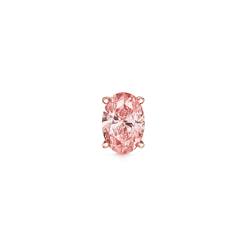 Engraved Pink Oval Diamond Stud Earring White Gold 1.04ct