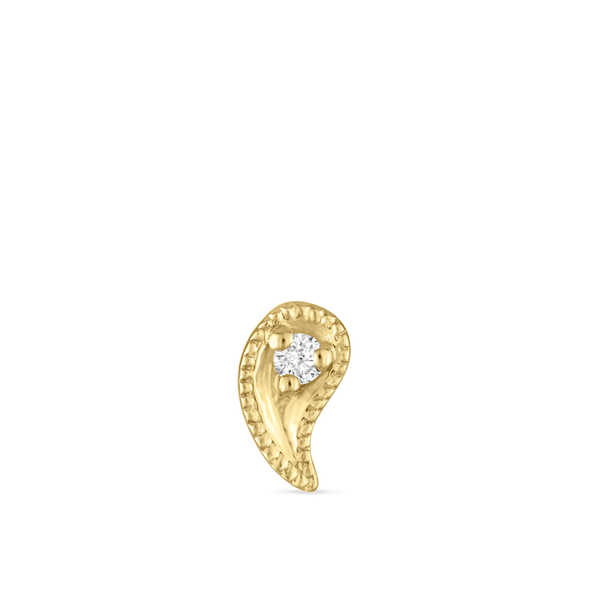 Diamond Paisley Stud Earring Yellow Gold 5mm Left