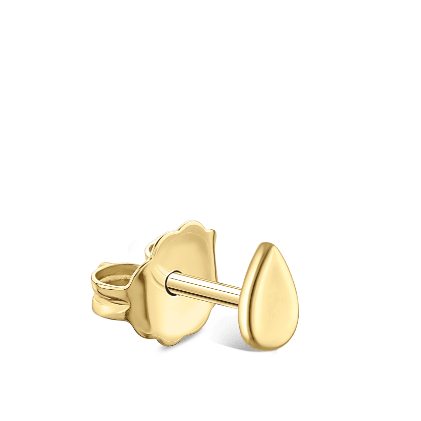 Plain Pear Stud Earring Yellow Gold 4mm
