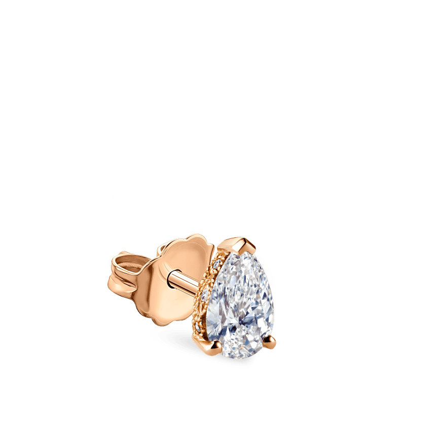 Diamond Pear Stud Earring Rose Gold 6mm